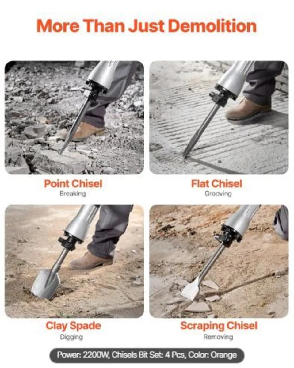 Demolition Jack Hammer Concrete Breaker 2200W - Image 2