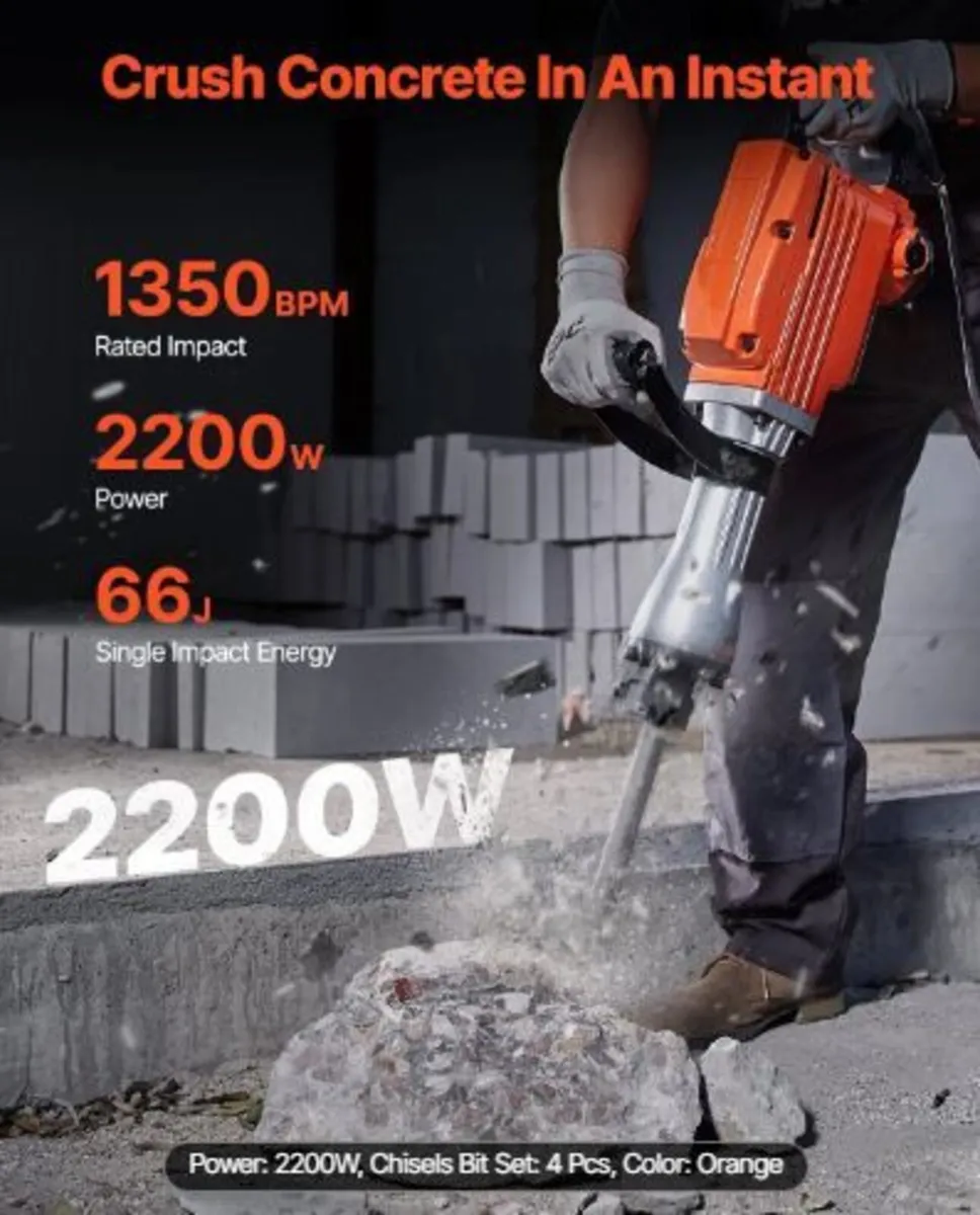 Demolition Jack Hammer Concrete Breaker 2200W - Image 3