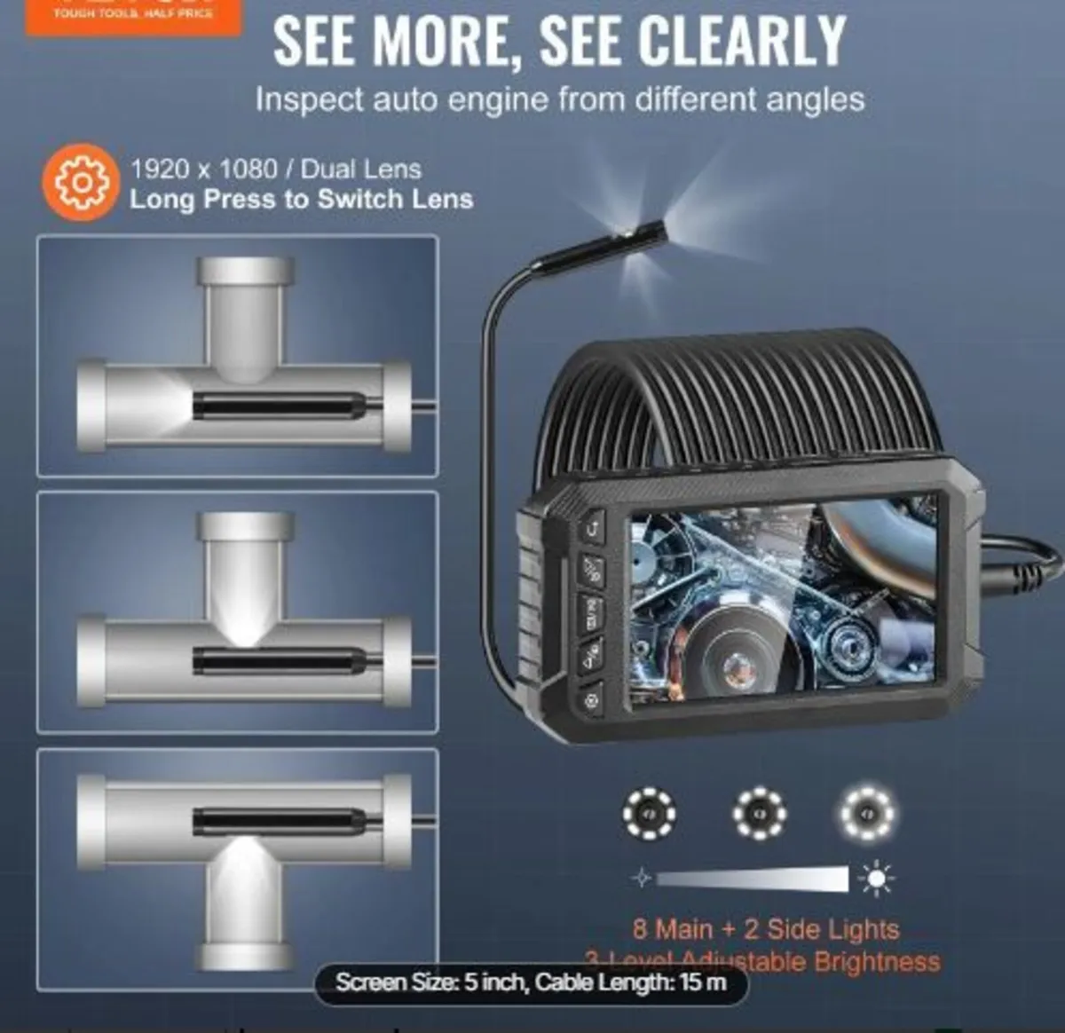 Endoscope Camera with Lights Triple Lens - Image 1