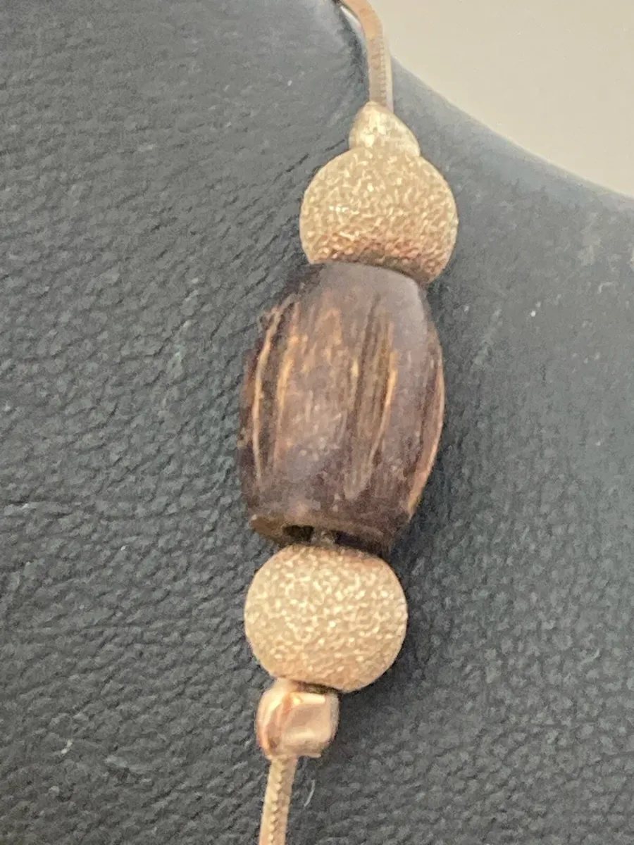 Sterling Silver chain with silver and wood beads - Image 3