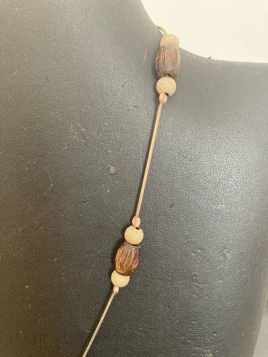 Sterling Silver chain with silver and wood beads - Image 2
