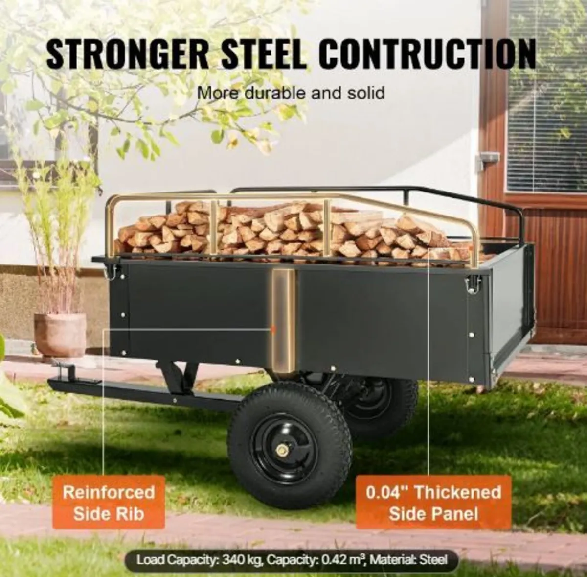 Heavy Duty ATV Trailer Steel Dump Cart - Image 3