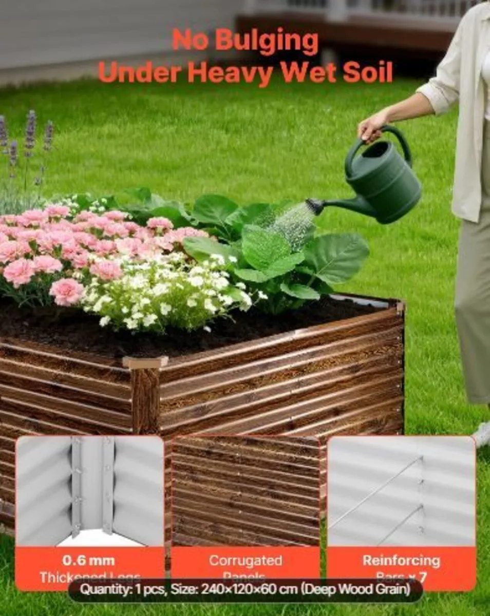 Galvanized Raised Garden Bed, 240 x 120 x 62 cm - Image 2