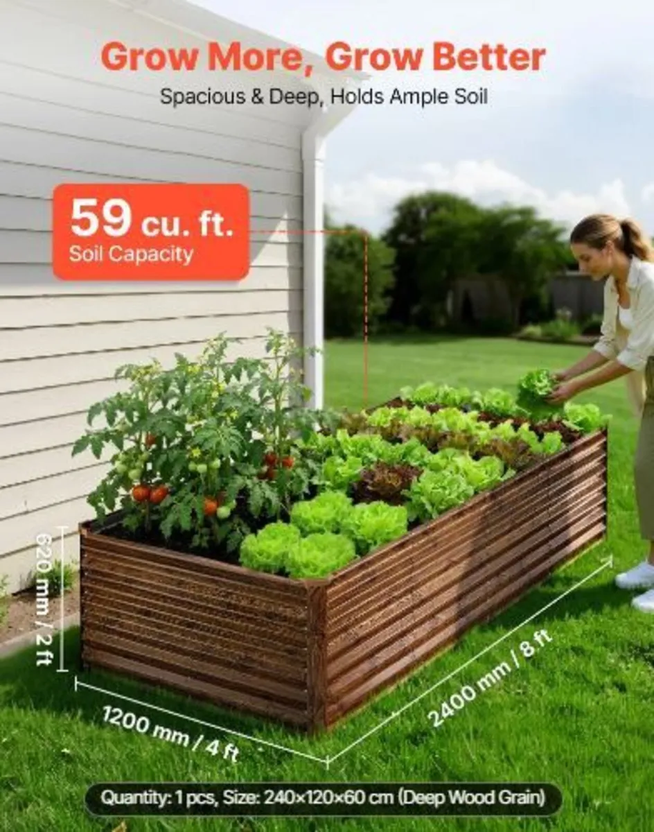 Galvanized Raised Garden Bed, 240 x 120 x 62 cm - Image 3