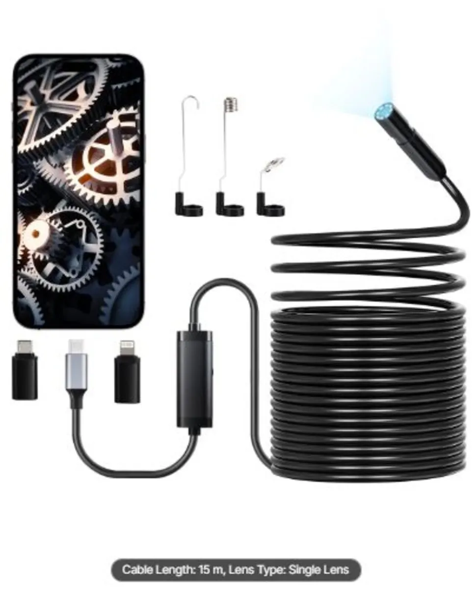 Endoscope Camera with 15m Semi-Rigid Cable, 1920P - Image 1