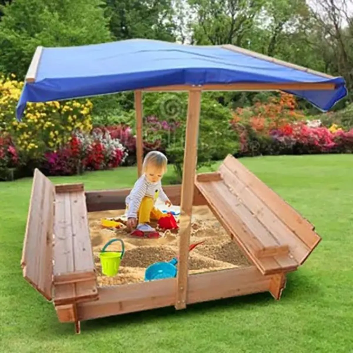 Covered Sand Pit With Closeable Wooden Cover - Image 2