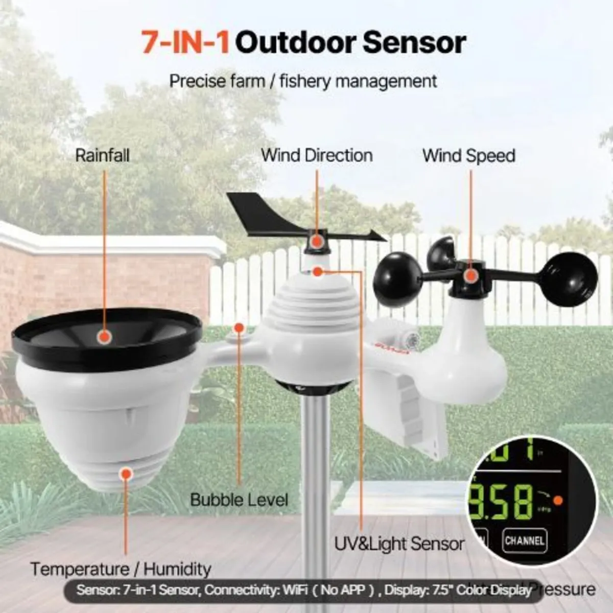 7-in-1 Wi-Fi Weather Station, 19.1 cm - Image 3