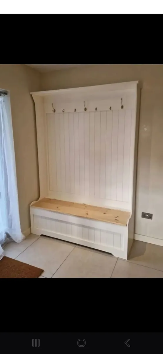 Coat hanging storage benches, pine workshop - Image 3
