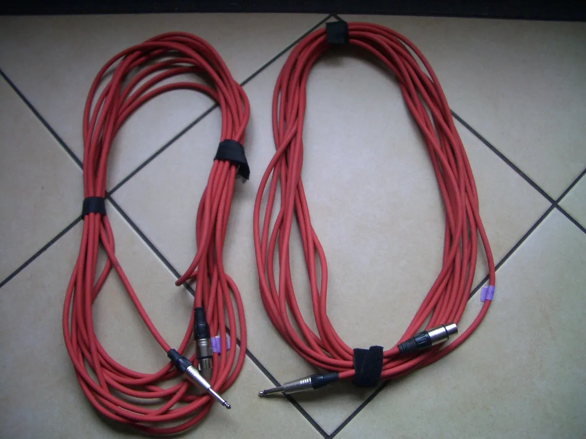 5 Microphone Cable Leads XLR to 1/4 Jack - Image 2