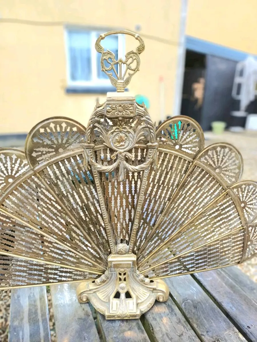 1960/70s Brass Peacock Firescreen - Image 3