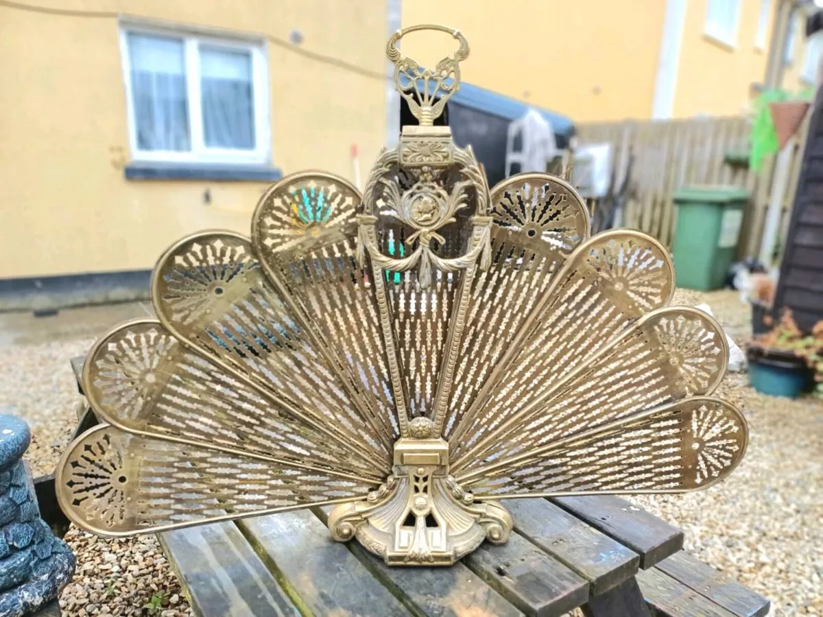 1960/70s Brass Peacock Firescreen - Image 4
