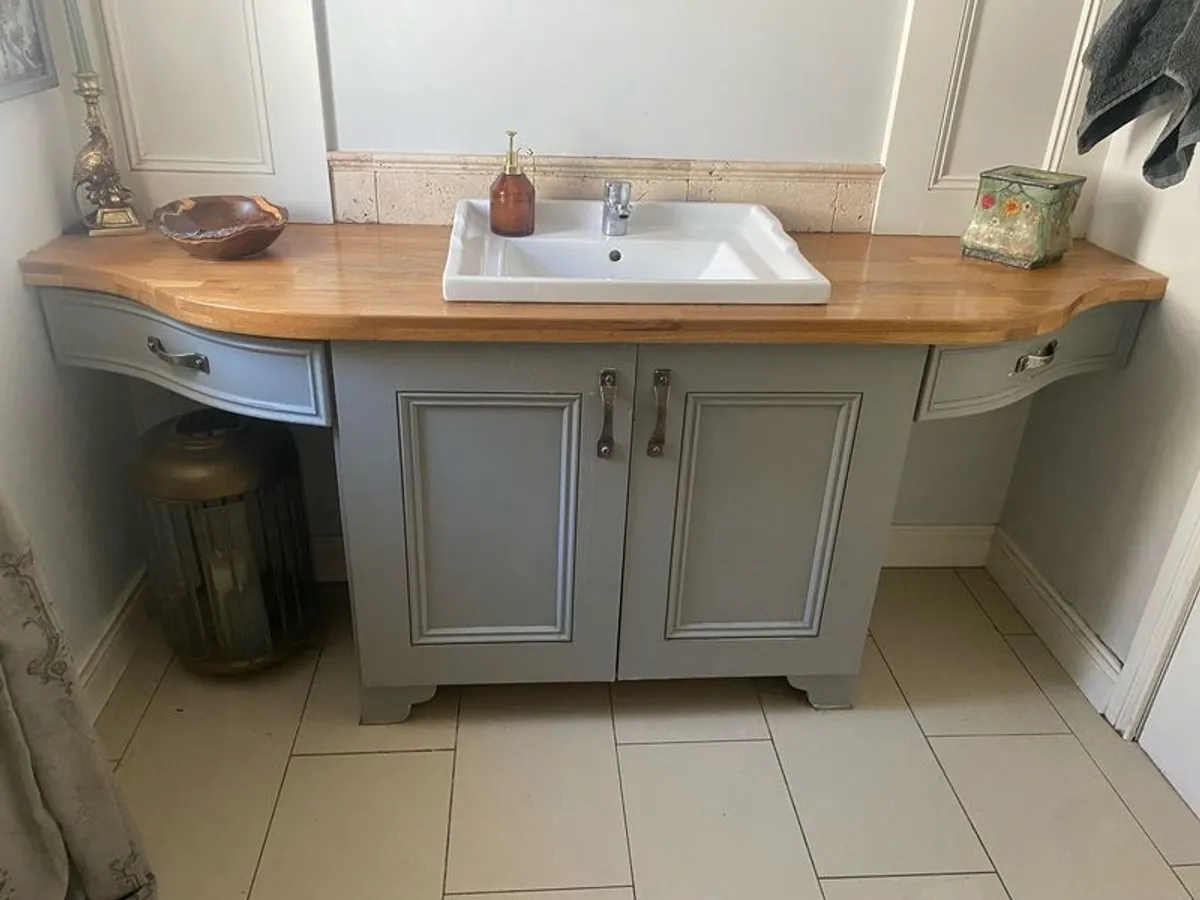 Handmade Bathroom cabinet with solid wood counter top - Image 1