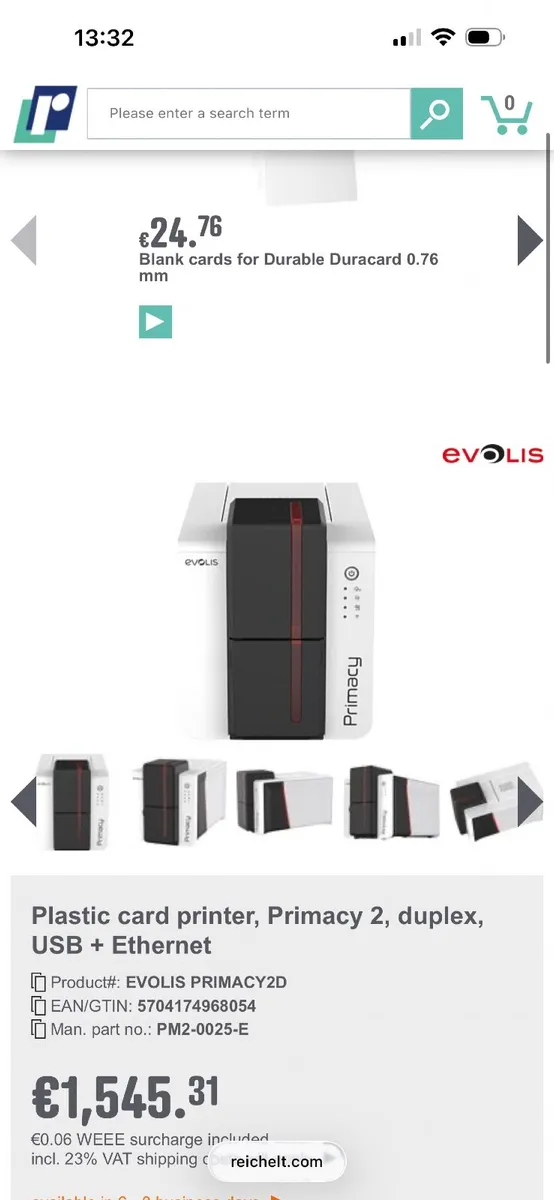 Plastic card printer, Primacy 2, duplex, USB + Eth