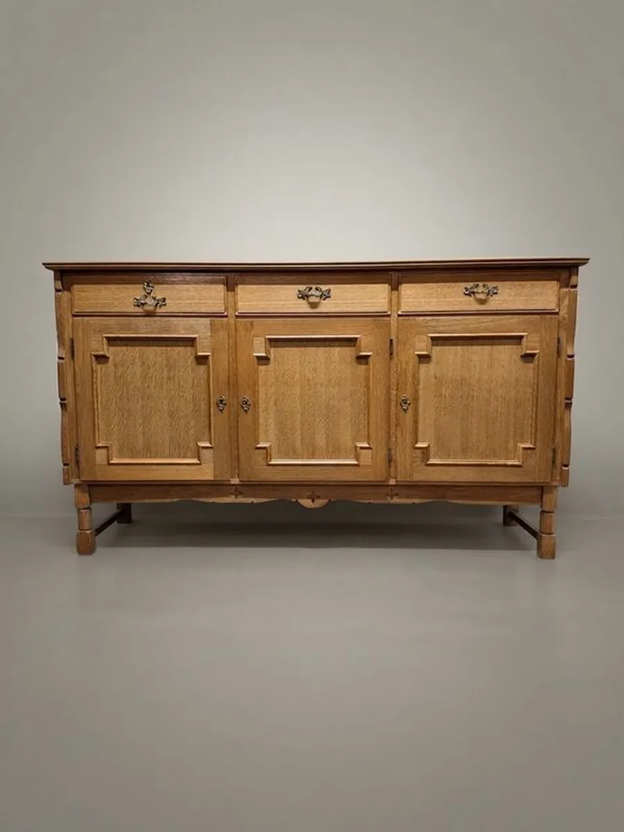FLASH SALE! Was 1395 Now 1195 ! Danish Brutalist Oak Sideboard, 1960s Architectural Design - Image 1