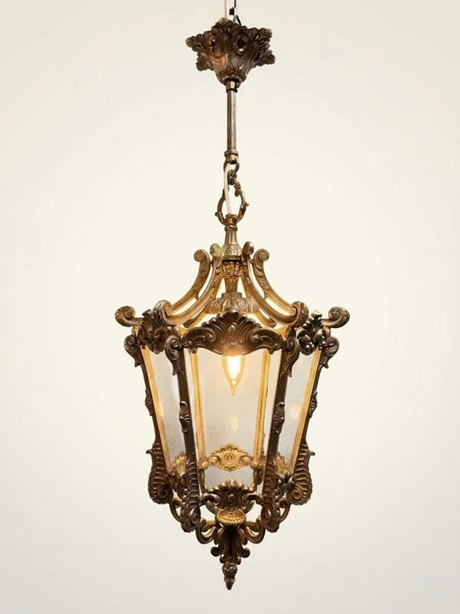 FLASH SALE ! Was 450 Now 375 !! 1950s French Louis XV Style Heavy Chrome Lantern - Image 1