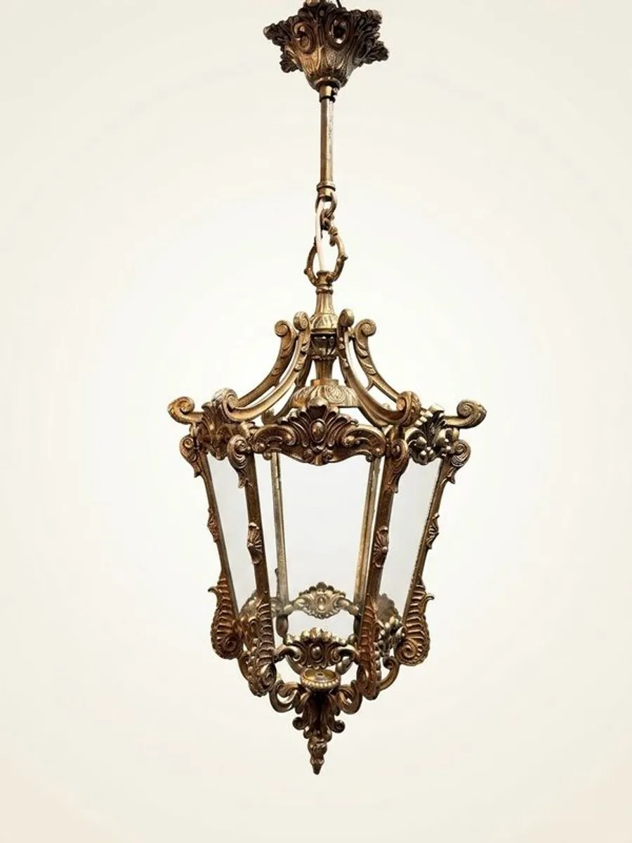 FLASH SALE ! Was 450 Now 375 !! 1950s French Louis XV Style Heavy Chrome Lantern - Image 2