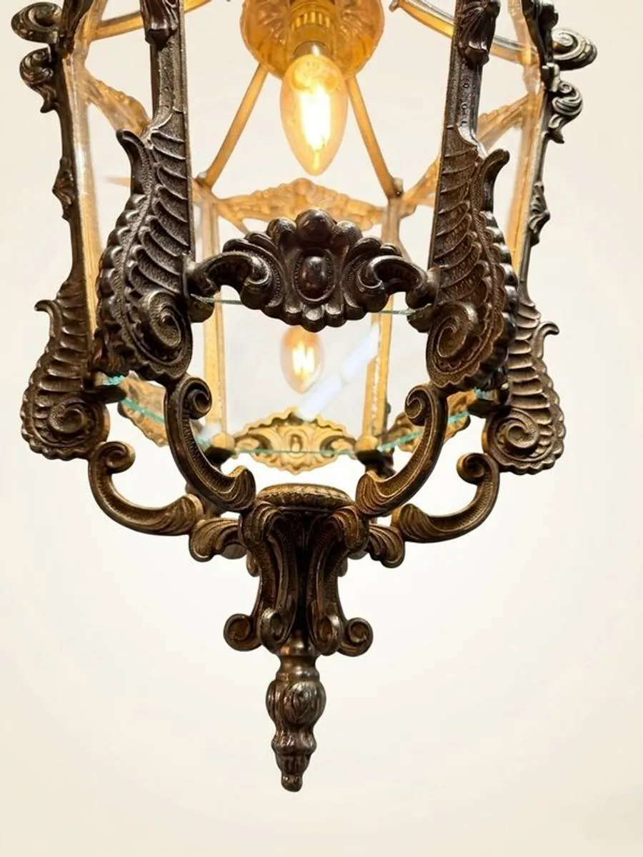FLASH SALE ! Was 450 Now 375 !! 1950s French Louis XV Style Heavy Chrome Lantern - Image 3