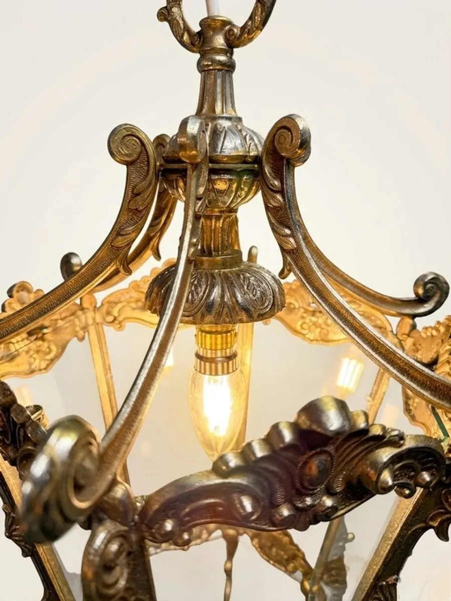 FLASH SALE ! Was 450 Now 375 !! 1950s French Louis XV Style Heavy Chrome Lantern - Image 4