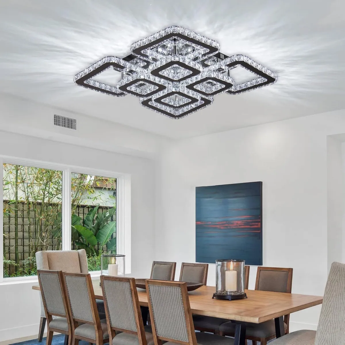 19.6-Inch Crystal Chandelier 8-Light LED Ceiling - Image 4
