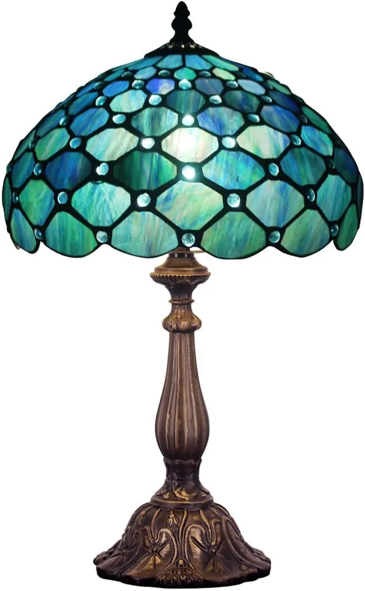 Tiffany Table Lamp Stained Glass 12x12x19 Inch Sea - Image 1