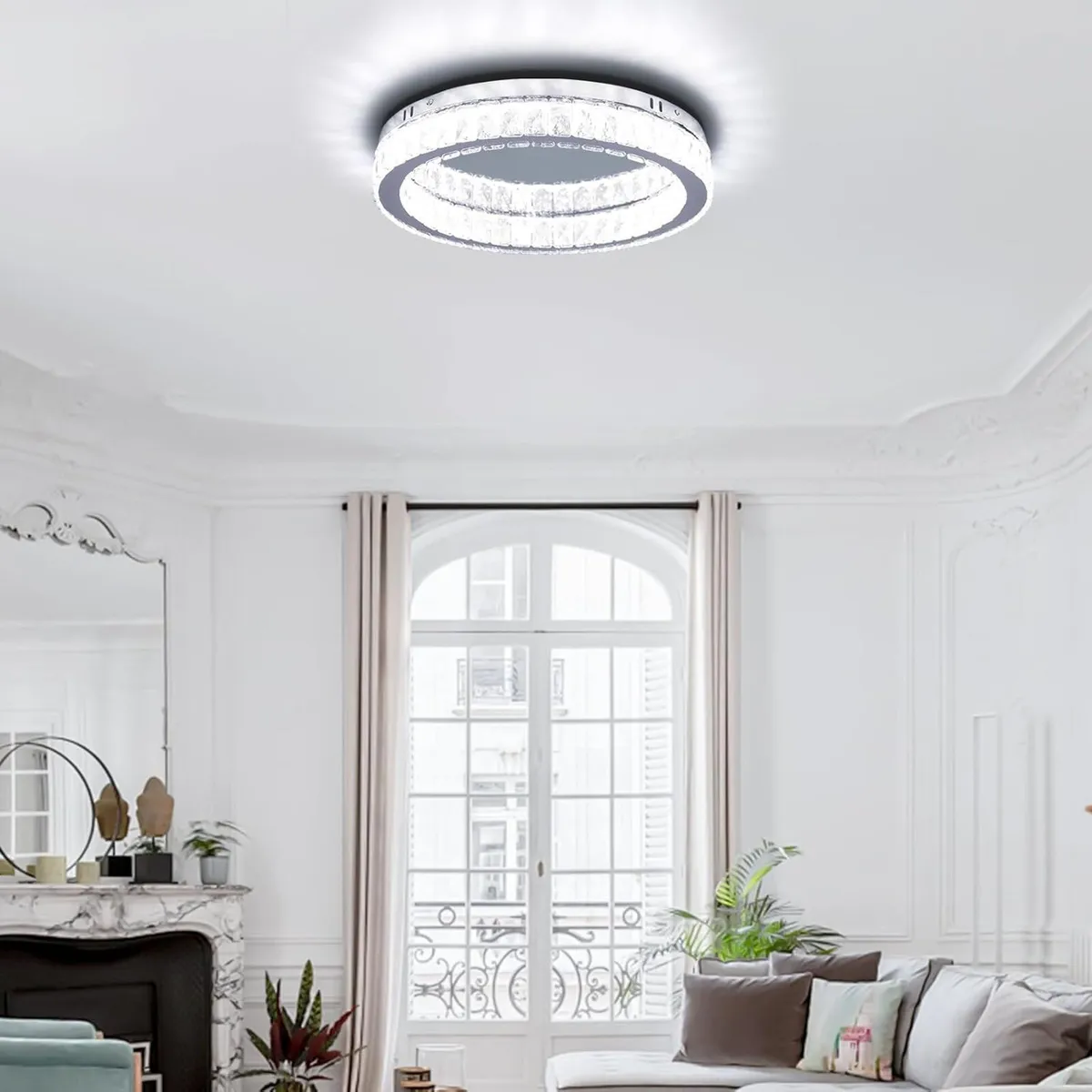 17.7in Crystal Flush Mount Ceiling Light 48W 6000K - Image 2
