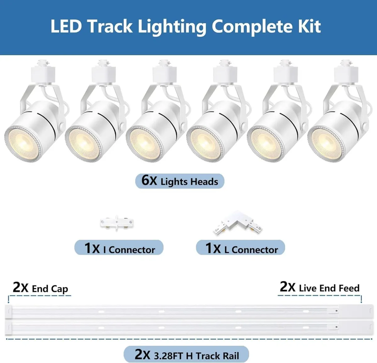 LED Track Lighting Heads Kit Dimmable Lights - Image 2