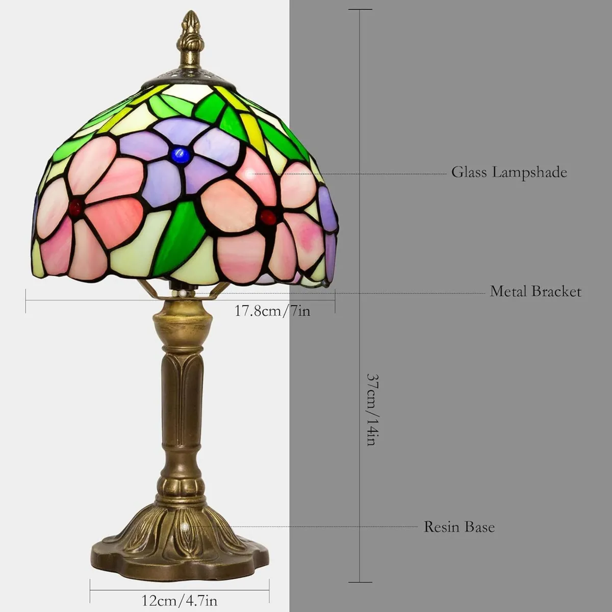 Small Tiffany Style Lamp Stained Glass Table - Image 3