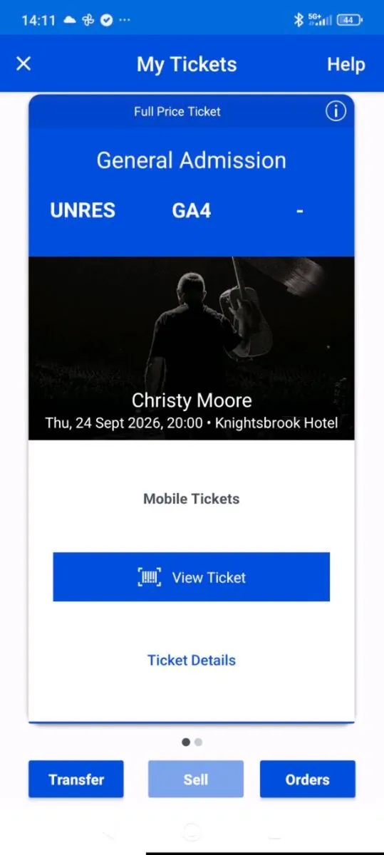 Concert tickets Christy Moore Meath September