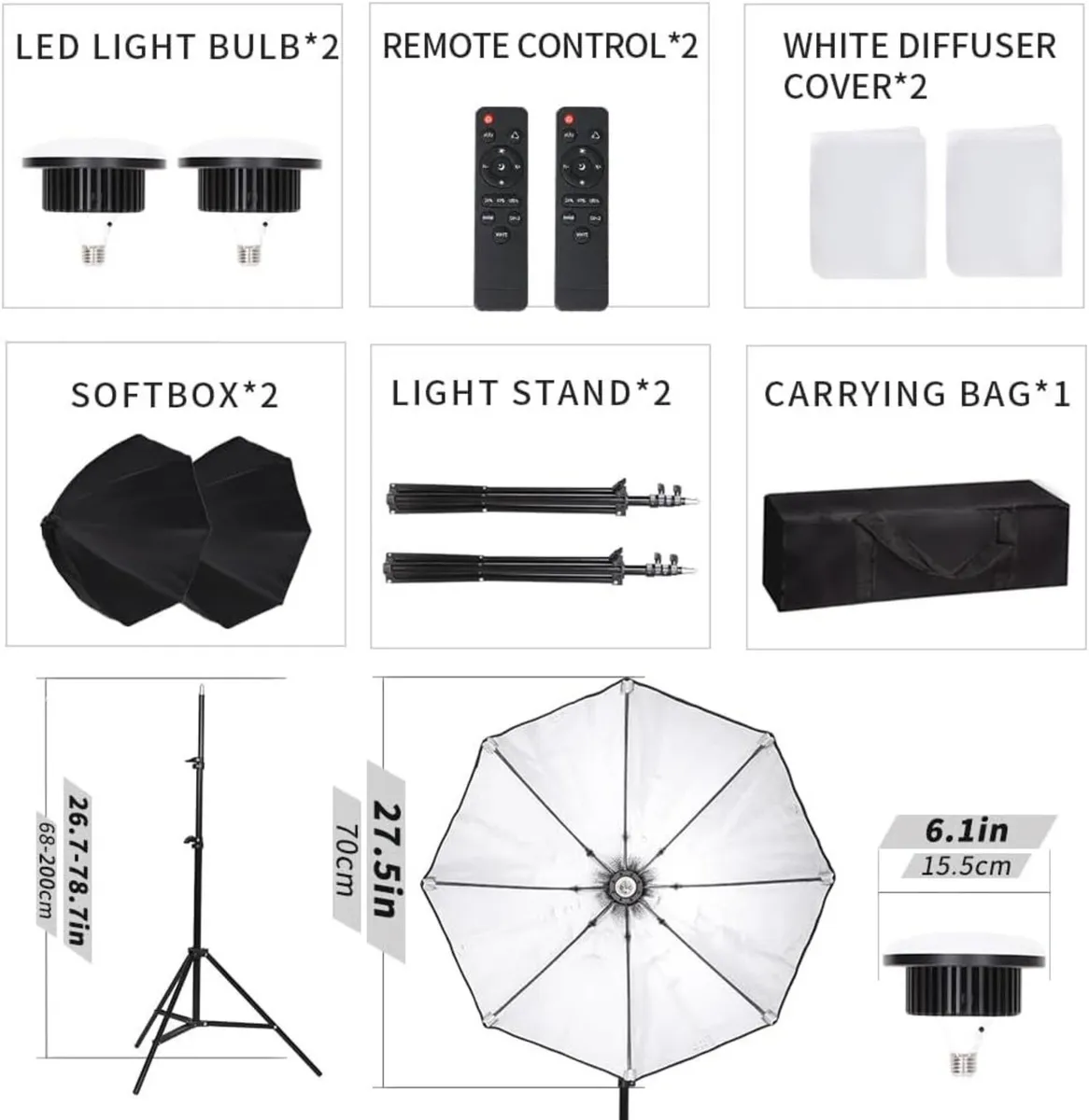 Octagonal Softbox Lighting Kit 27.5" Professional - Image 2