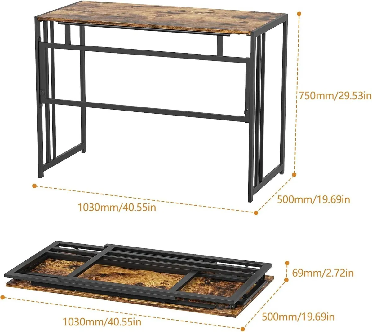 Folding Computer Desk for Home Office No-Assembly - Image 3
