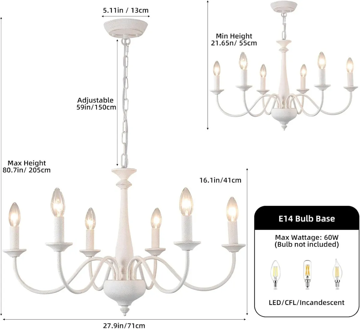 Distressed Chandeliers Ceiling Light 6 Lights - Image 3