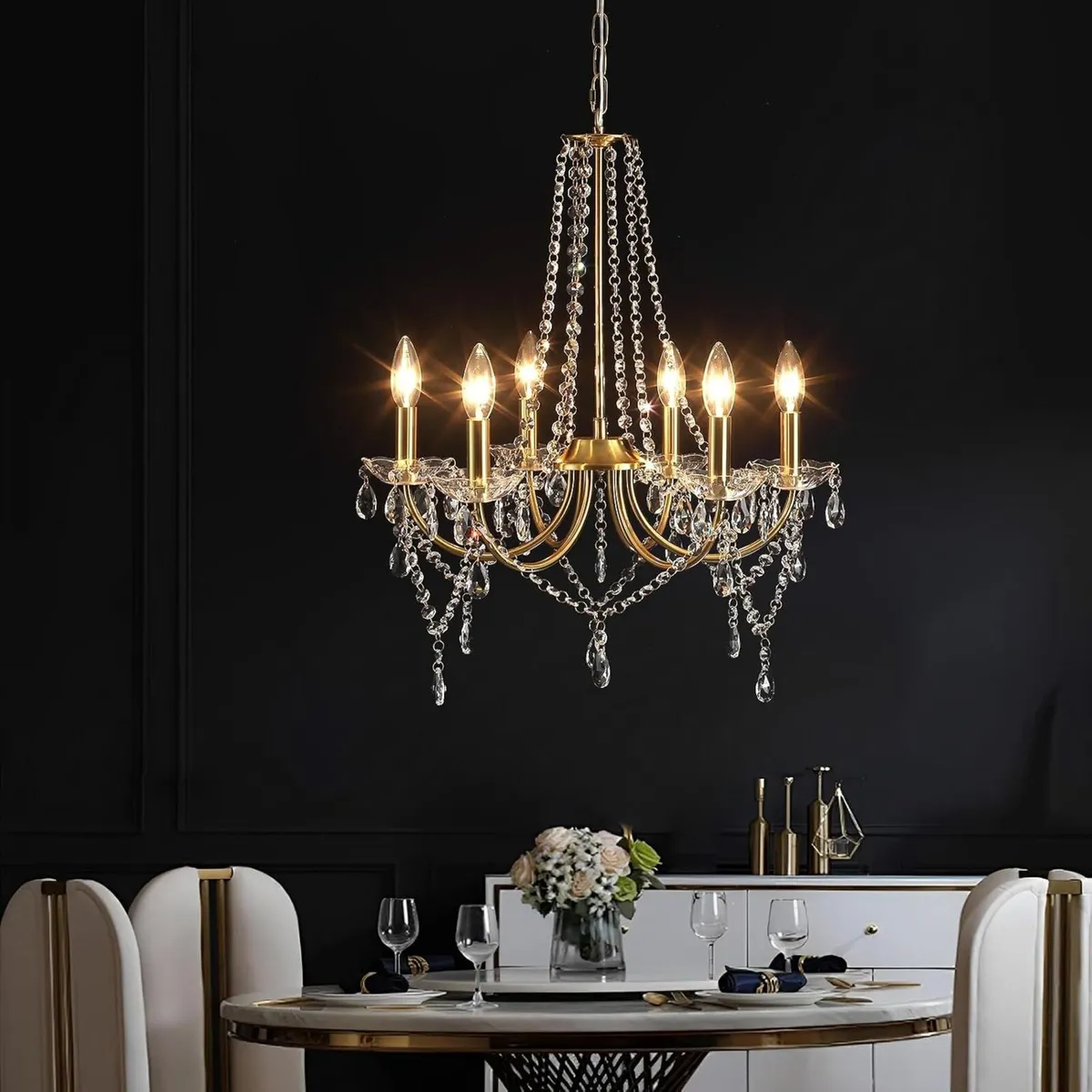 Crystal Chandeliers Ceiling Light 6 Lights Modern - Image 3