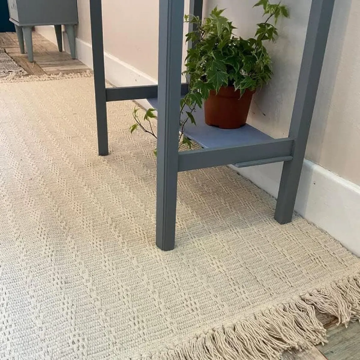 Large Cotton Rug Textured Blanket Style Indian Mat - Image 1