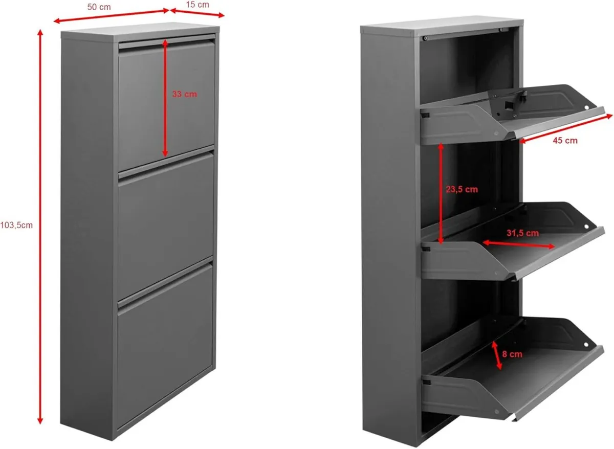 Shoe Cabinet Caruso 104x50x15CM Tilting Storage - Image 3
