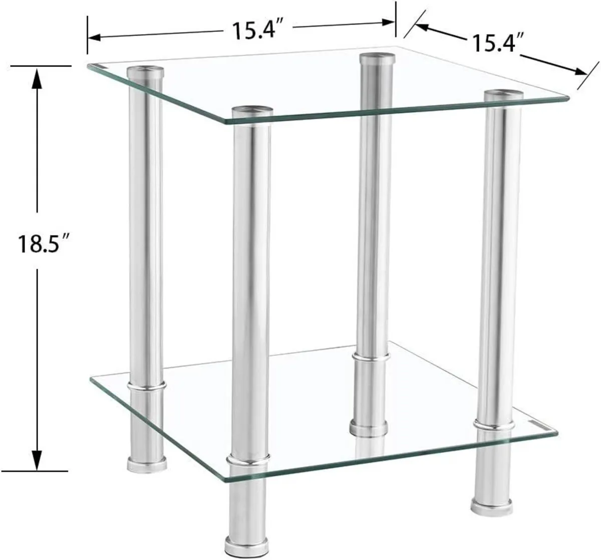 2-Tier Small Glass Coffee Table Corner Side End - Image 3