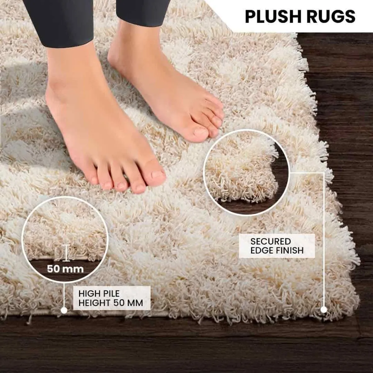 Shaggy Rug Modern Berber Rugs Living Room Large - Image 4