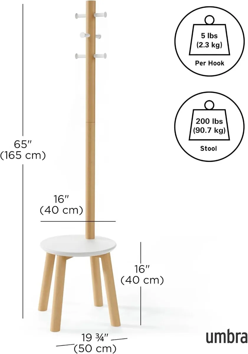 Coat Rack Stool Clothing Organiser Umbrella Holder - Image 3
