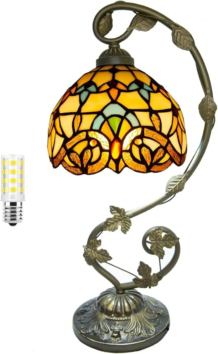 Tiffany Style Table Lamp 8 Inch Stained Glass - Image 4