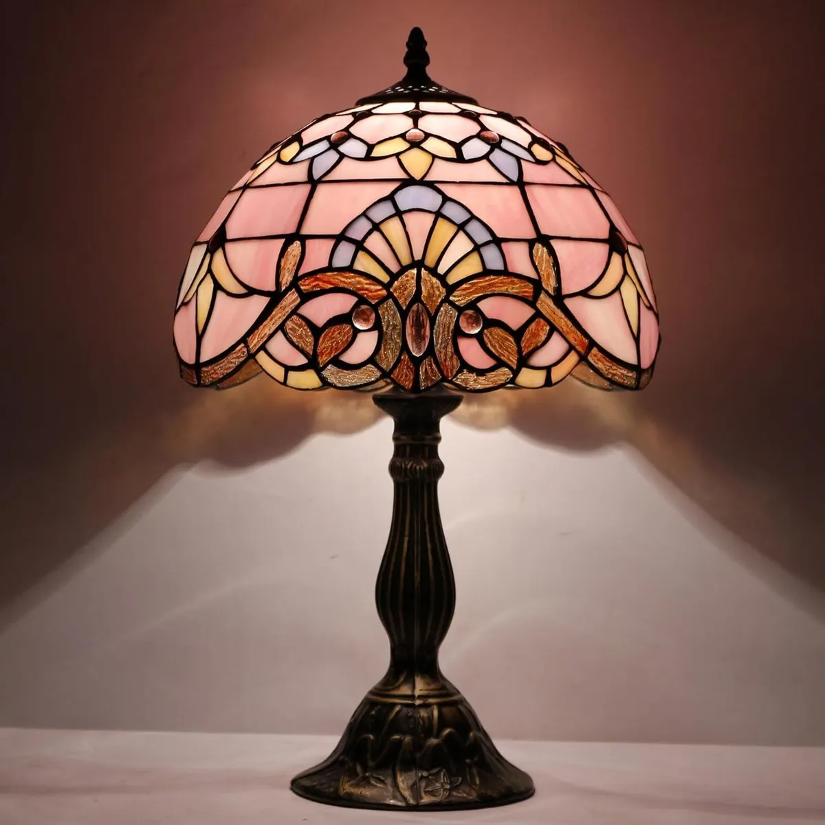 Tiffany Lamp Stained Glass Table 12x12x18 Inch - Image 2