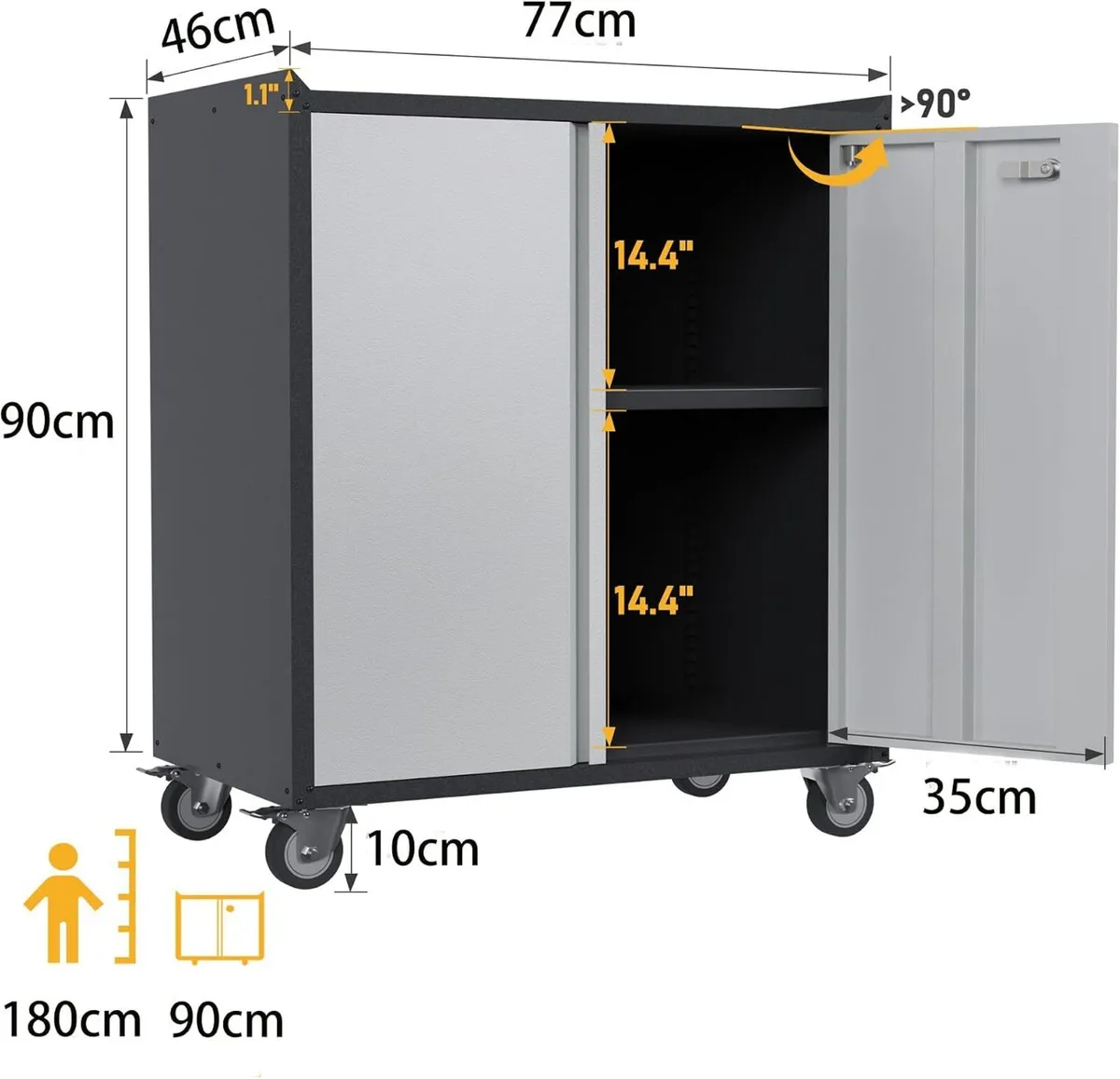 Metal Storage Cabinet with 2 Doors and 1 - Image 3
