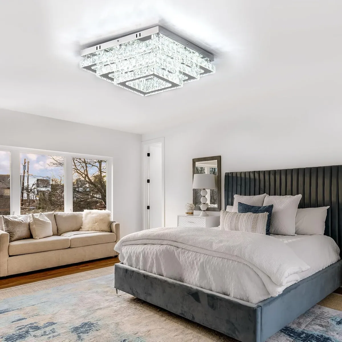 15 Inch Square Crystal LED Ceiling Light 61W - Image 3