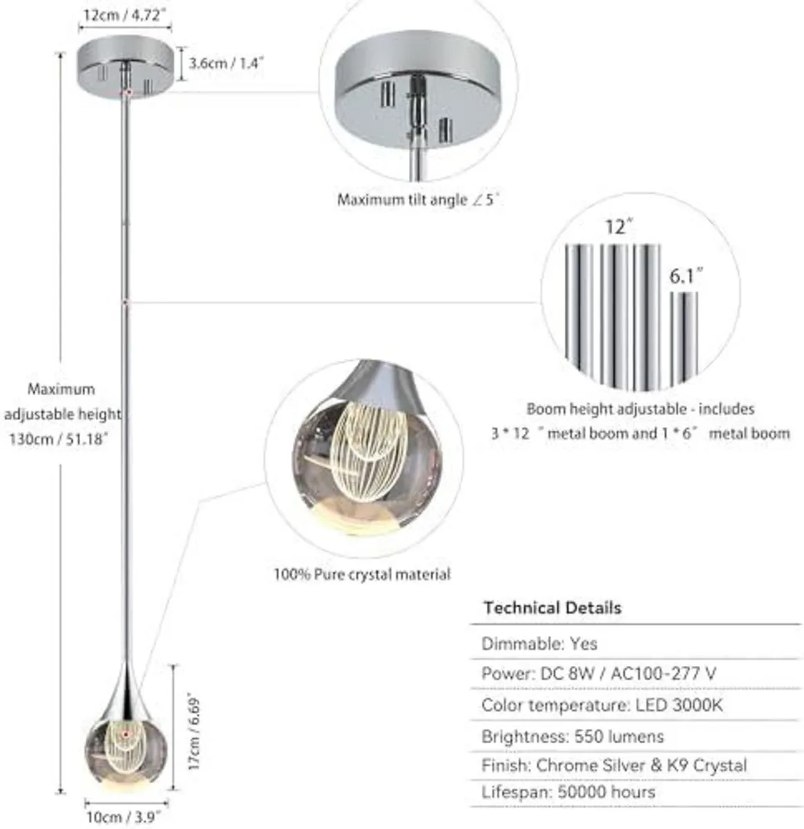 Crystal Pendant Light Elegant LED Chandeliers - Image 2