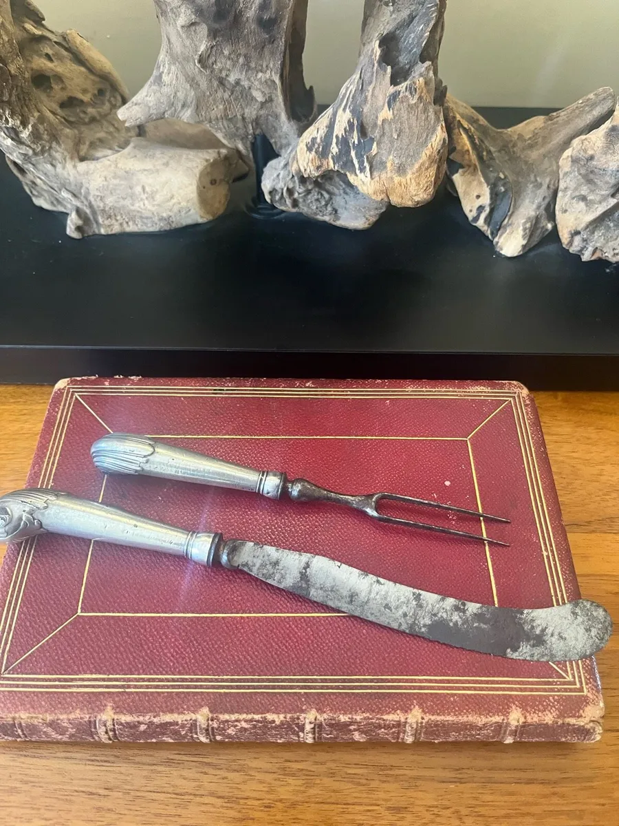 Antique Georgian Irish Silver Knife & Fork - Image 2