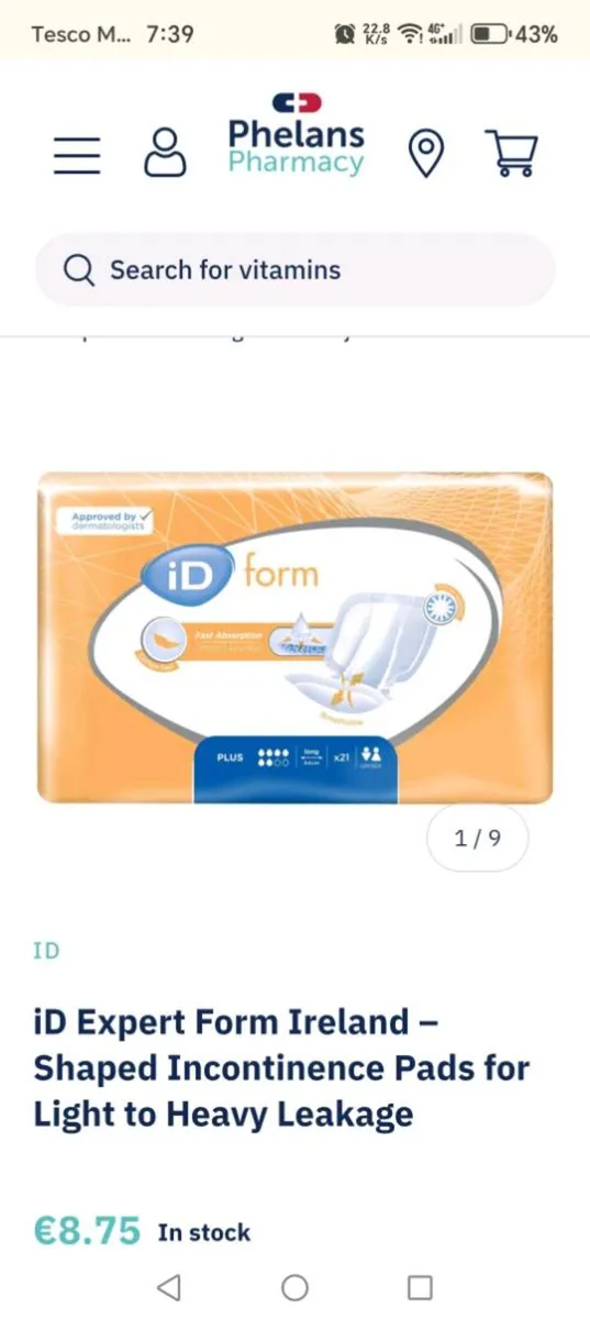 ID incontinence pads bundle