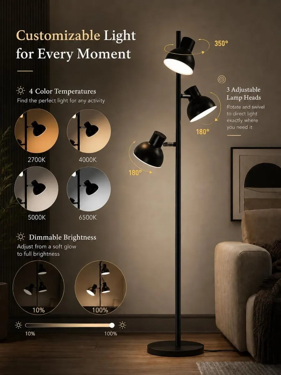 Floor Lamp Living Room 36W LED Dimmable - Image 2