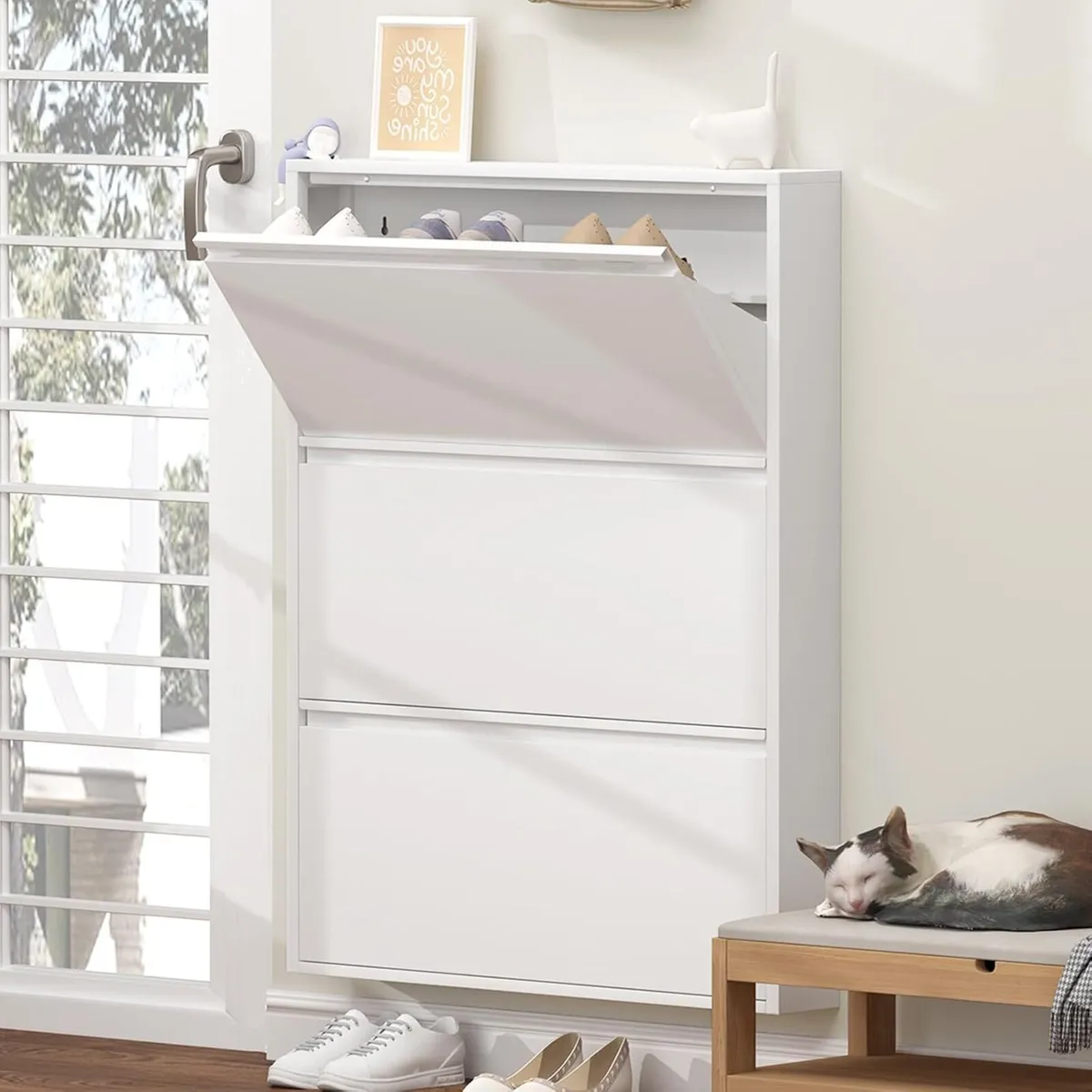 Shoe Cabinet Storage for Entryway Narrow Slim - Image 1