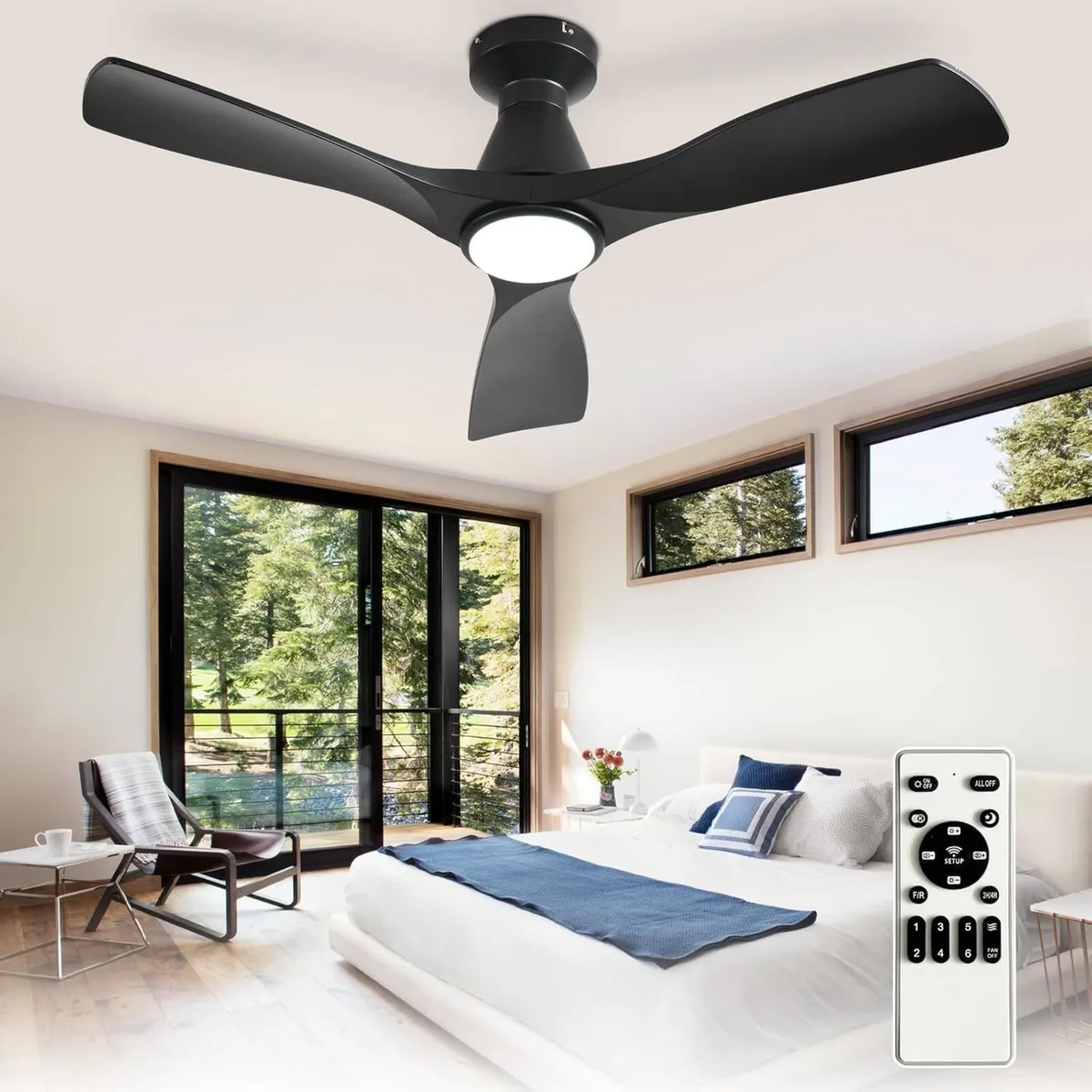 42-Inch Ceiling Fans with Lights: 3 Blade Flush - Image 1