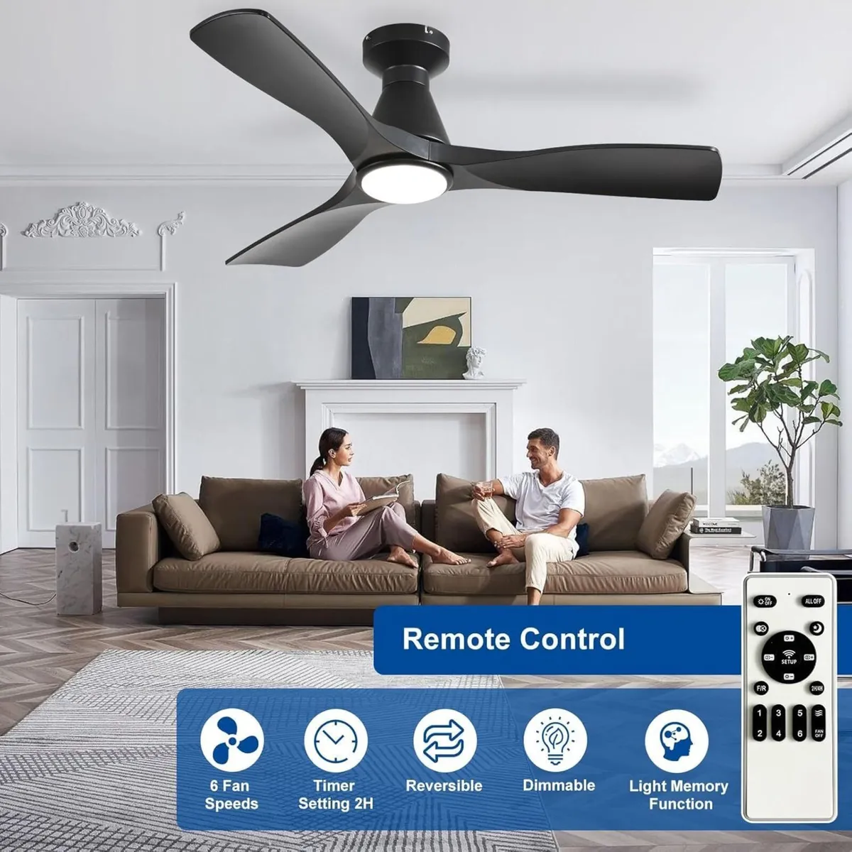 42-Inch Ceiling Fans with Lights: 3 Blade Flush - Image 2