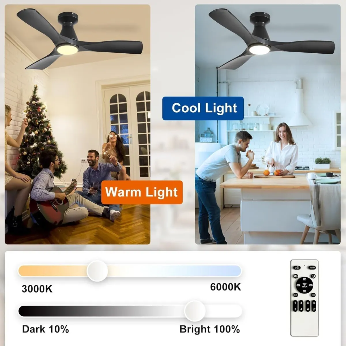 42-Inch Ceiling Fans with Lights: 3 Blade Flush - Image 4