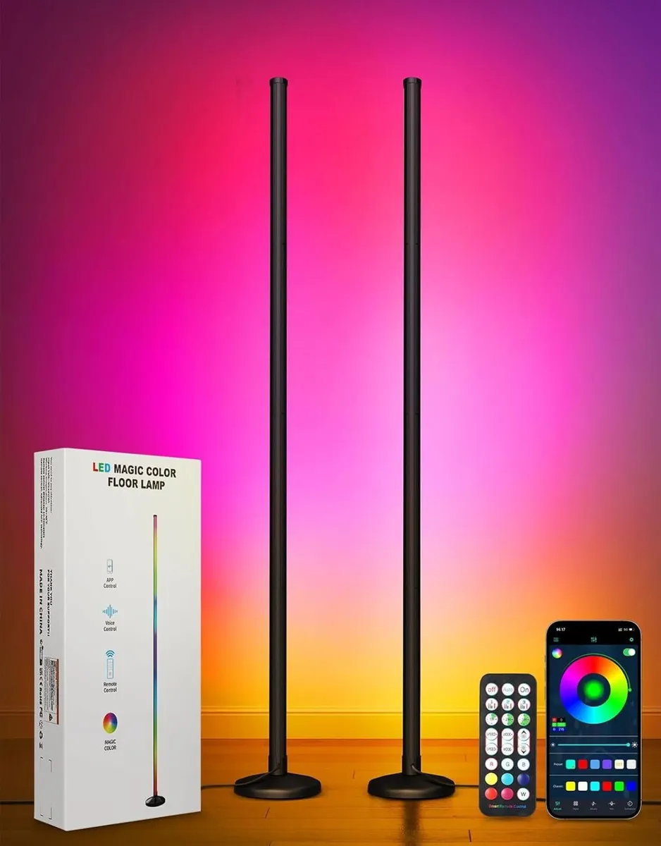 LED Floor Lamp 24W Rgbcw Corner with 256 (2 Pack) - Image 1